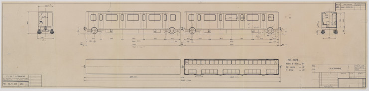 Dessin technique du prototype du métro, 14 juin 1972