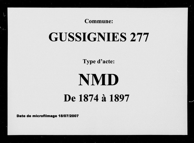 GUSSIGNIES / NMD [1874-1897]