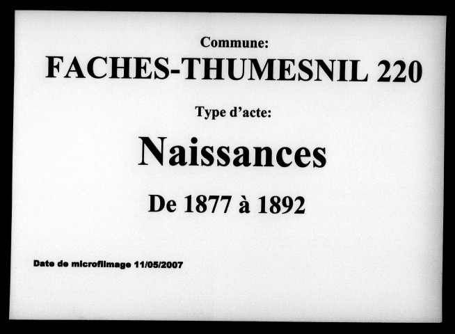 FACHES-THUMESNIL / N [1877-1892]