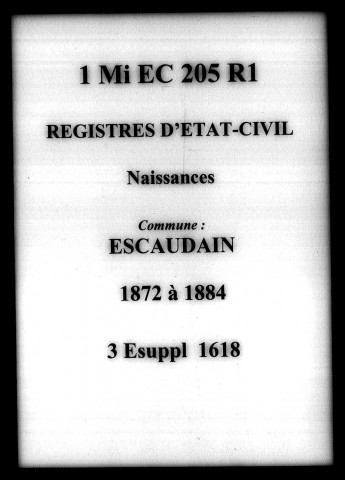 ESCAUDAIN / N [1872-1884]