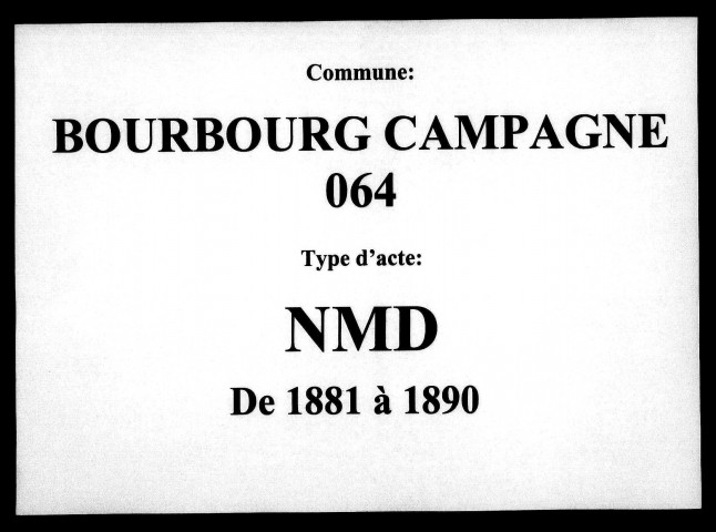 BOURBOURG (CAMPAGNE) / NMD [1881-1890]