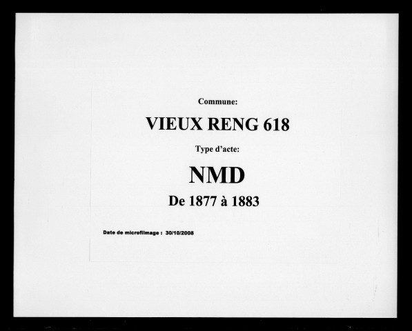 VIEUX-RENG / NMD, Ta [1877-1883]