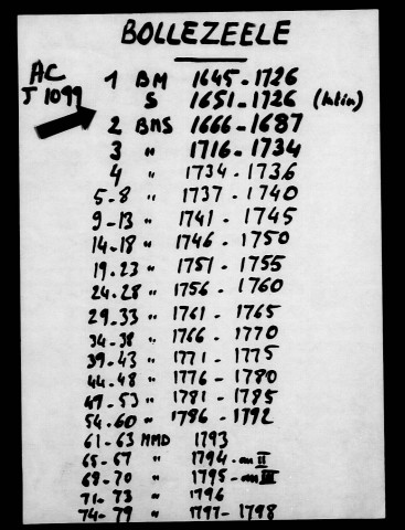 BOLLEZEELE / BMS [1645-1726]