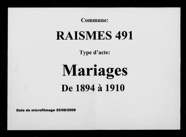 RAISMES / M [1894-1910]