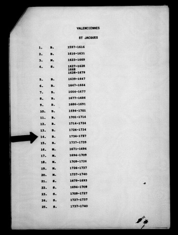 VALENCIENNES (SAINT JACQUES) / B [1734-1739]