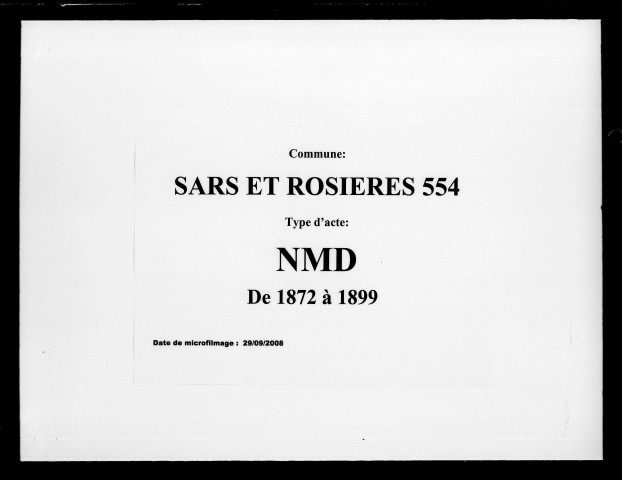 SARS-ET-ROSIERES / NMD [1872-1899]