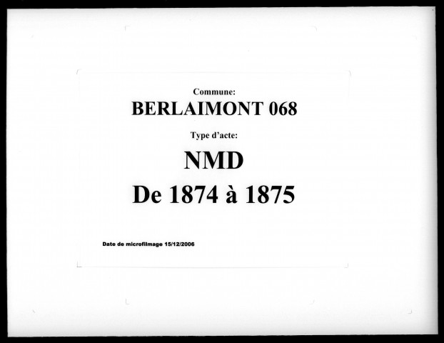 BERLAIMONT / NMD [1874-1875]