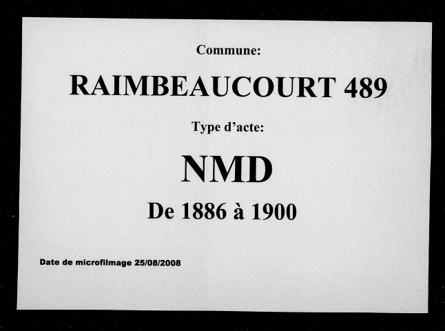 RAIMBEAUCOURT / NMD [1886-1900]