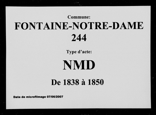 FONTAINE-NOTRE-DAME / NMD [1838-1850]