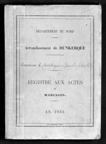 COUDEKERQUE-BRANCHE - Section A / M [1933 - 1933]
