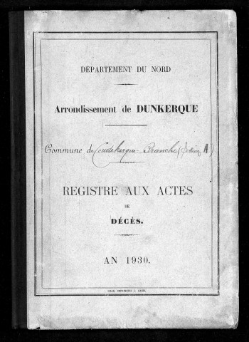 COUDEKERQUE-BRANCHE - Section A / D [1930 - 1930]