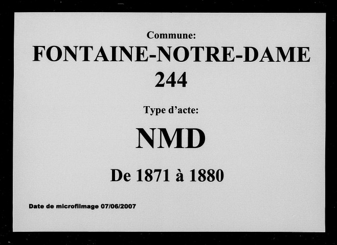 FONTAINE-NOTRE-DAME / NMD [1871-1880]