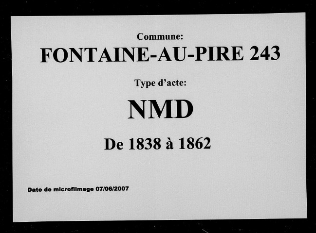 FONTAINE-AU-PIRE / NMD [1838-1862]