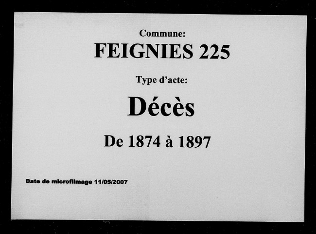 FEIGNIES / D [1874-1897]