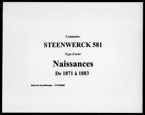 STEENWERCK / N [1871-1883]