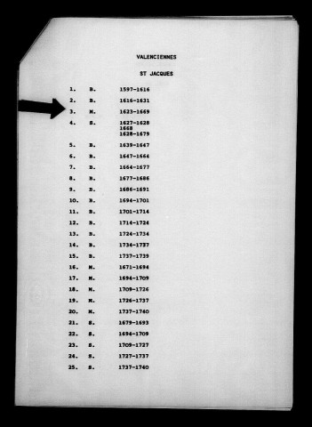 VALENCIENNES (SAINT JACQUES) / M [1623-1671]