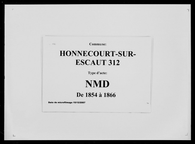 HONNECOURT-SUR-ESCAUT / NMD [1854-1866]