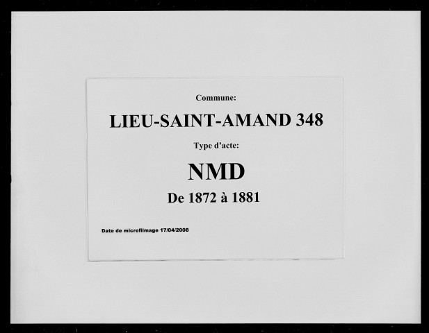LIEU-SAINT-AMAND / NMD [1872-1881]