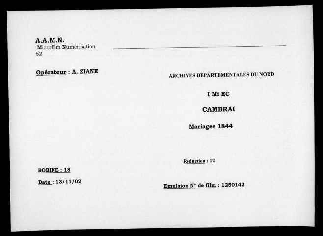 CAMBRAI / M [1844-1847]