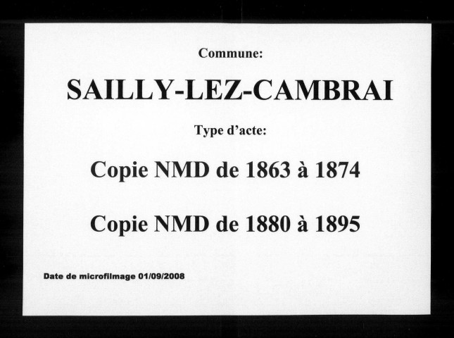 SAILLY-LEZ-CAMBRAI / NMD (copie) (1863-1874), NMD (copie) (1880-1895) [1863-1895]