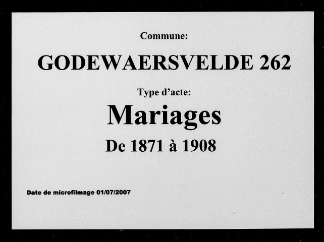 GODEWAERSVELDE / M [1871-1908]