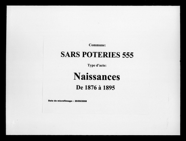 SARS-POTERIES / N [1876-1895]