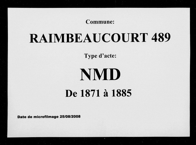 RAIMBEAUCOURT / NMD [1871-1885]
