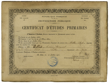 Certificat d’études primaires d’Arsène Marcel Pollet.