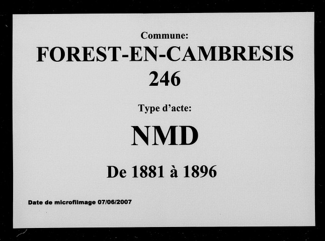 FOREST-EN-CAMBRESIS / NMD [1881-1896]