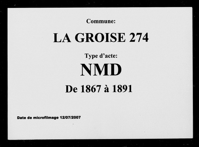 LA GROISE / NMD [1867-1891]