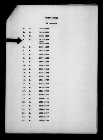 VALENCIENNES (SAINT JACQUES) / S [1627-1679]