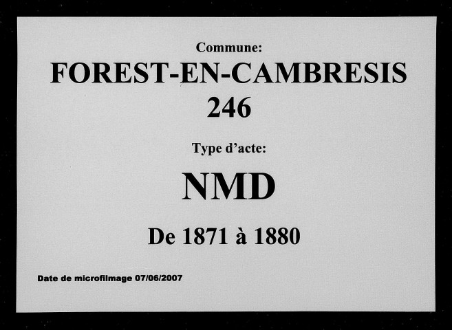 FOREST-EN-CAMBRESIS / NMD [1871-1880]