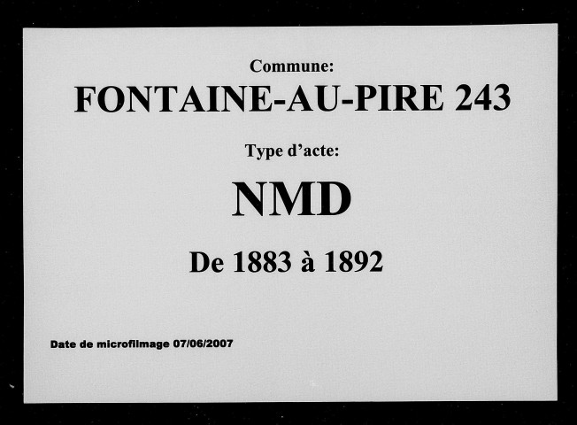 FONTAINE-AU-PIRE / NMD [1883-1892]