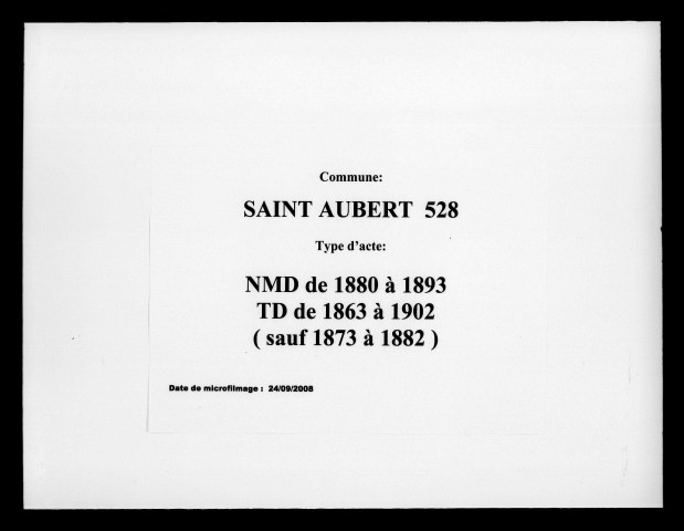 SAINT-AUBERT / NMD (1880-1893), Td (1863-1902) (sauf 1873-1882) [1863-1902]