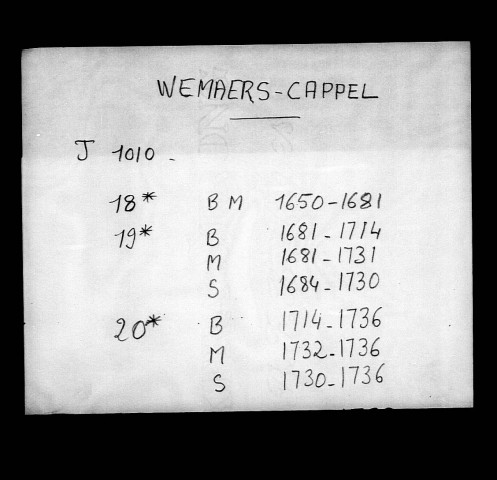 WEMAERS-CAPPEL / BMS [1650-1792]