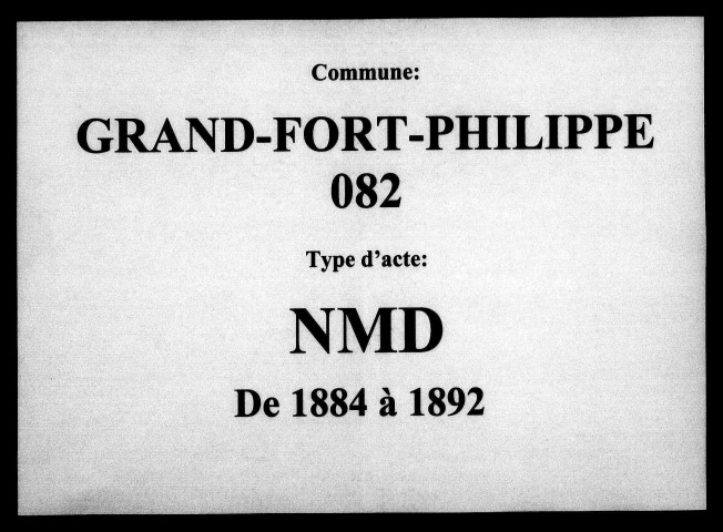 GRAND-FORT-PHILIPPE / NMD [1884-1892]