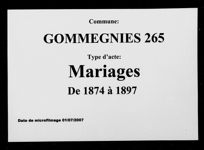GOMMEGNIES / M [1874-1897]