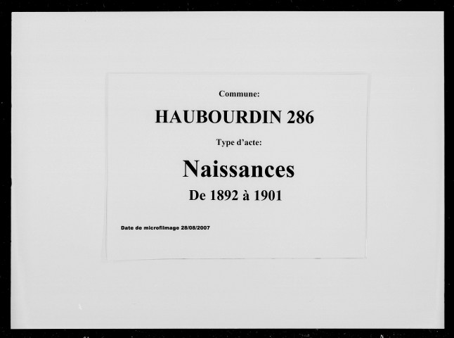 HAUBOURDIN / N [1892-1901]