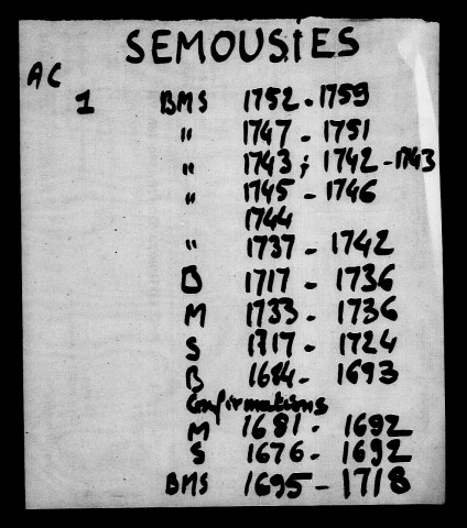 SEMOUSIES / BMS [1752-1792]