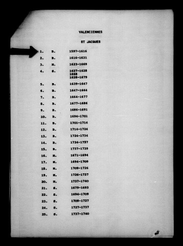 VALENCIENNES (SAINT JACQUES) / B [1614-1631]