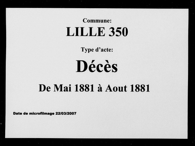 LILLE / D (05/1881 - 08/1881) [1881]