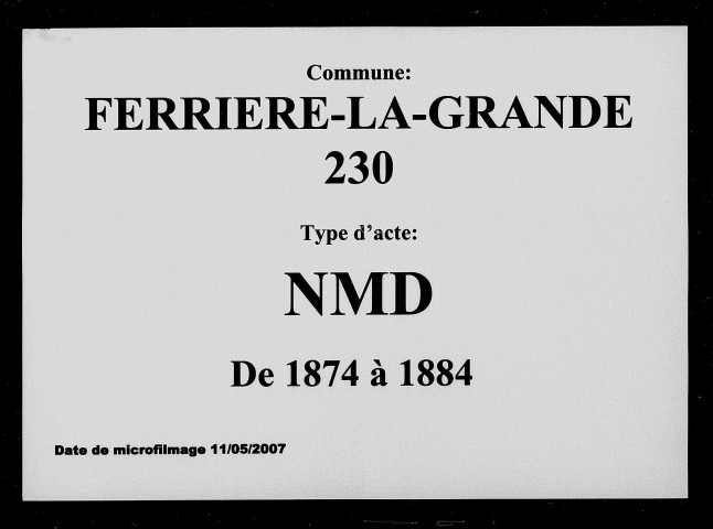 FERRIERE-LA-GRANDE / NMD [1874-1884]