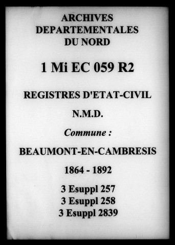 BEAUMONT-EN-CAMBRESIS / NMD [1864-1892]