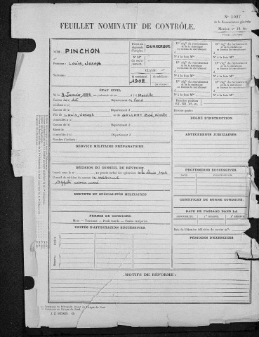 Volume 1 (feuilles nominatives de controle reconstituées)