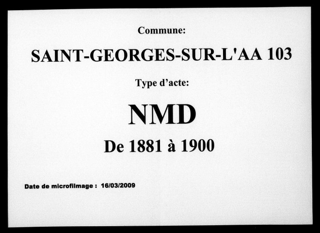 SAINT-GEORGES-SUR-L'AA / NMD [1881-1900]