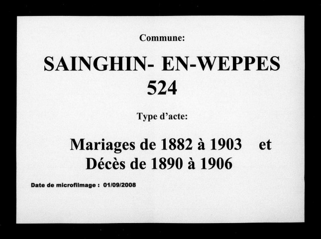 SAINGHIN-EN-WEPPES / M (1882-1903), D (1890-1906) [1882-1906]