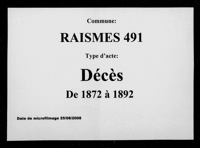 RAISMES / D [1872-1892]