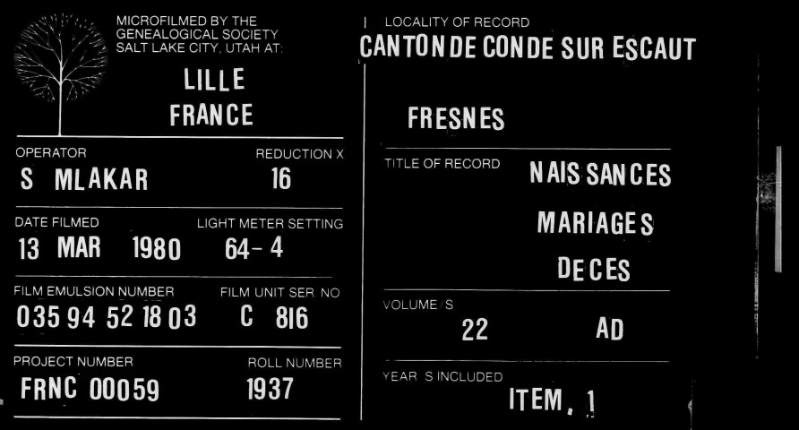 FRESNES-SUR-ESCAUT / NMD [1854-1863]