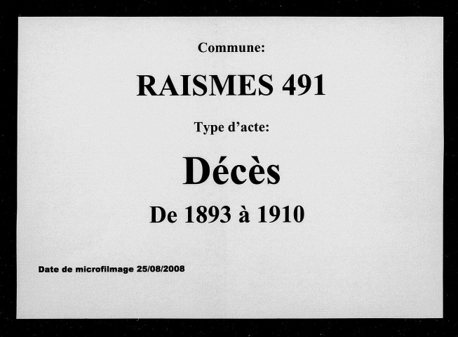 RAISMES / D [1893-1910]