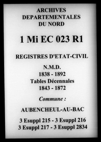 AUBENCHEUL-AU-BAC / NMD, Td [1838-1892]